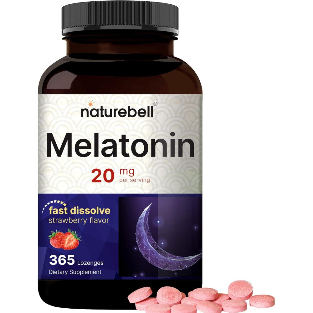 Naturebell Melatonin 20mg To Support Healthy Sleep and Regulate the Body’s Internal Clock 365 Caps Strawberry Flavor
