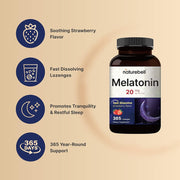 Naturebell Melatonin 20mg To Support Healthy Sleep and Regulate the Body’s Internal Clock 365 Caps Strawberry Flavor
