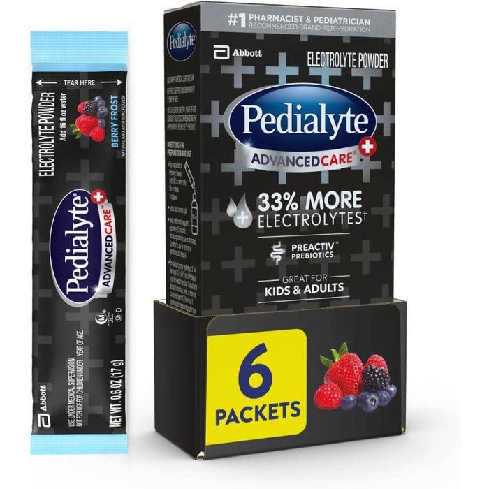 Pedialyte Electrolyte Practice Prebiotics Great For Kids & Adults To Support Natural Hydration and Digestive Health 6 Packs 102g Berry Frost Flavor