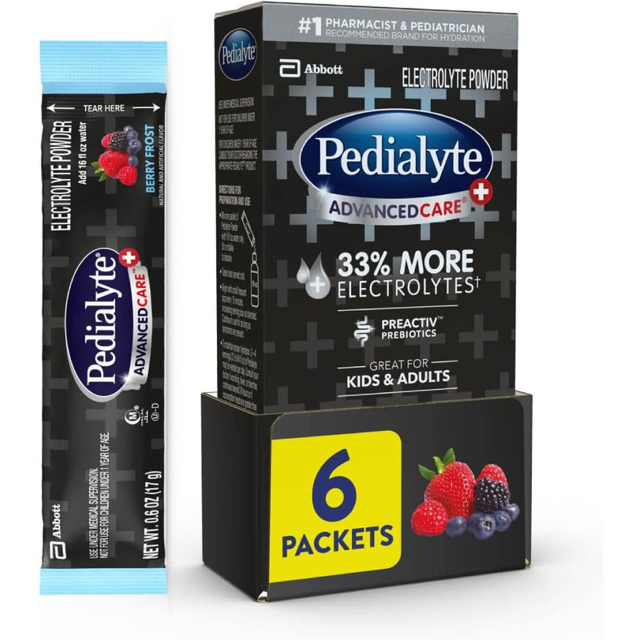 Pedialyte Electrolyte Practice Prebiotics Great For Kids & Adults To Support Natural Hydration and Digestive Health 6 Packs 102g Berry Frost Flavor