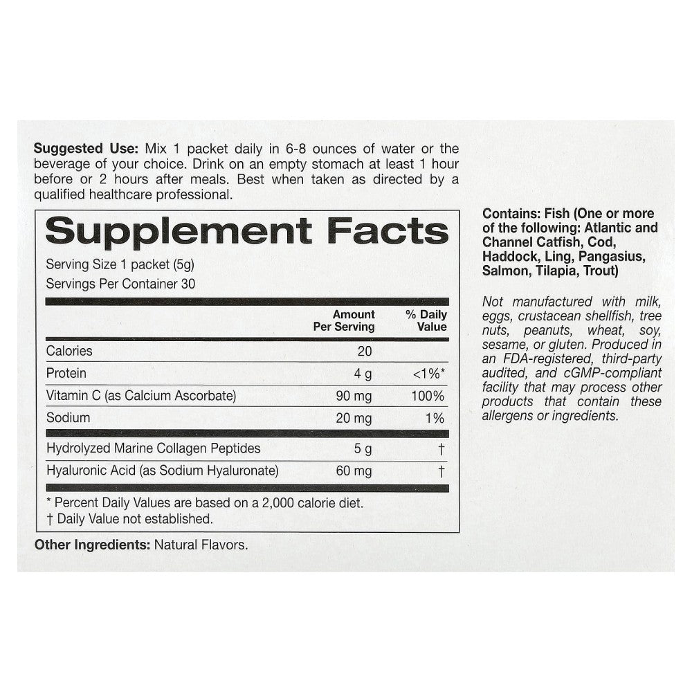 California Gold Nutrition Beauty Collagen Hydrolyzed Marine Collagen Peptides Plus Vitamin C And Hyaluronic Acid To Support Skin Health From Within Helps Improve Skin Elasticity, Hydration, and Overall Radiance While Reducing the Appearance of Fine Lines