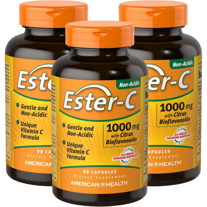 American Health Ester C 1000mg With Citrus Bioflavonoids Supports Immune System Health, Provides Powerful Antioxidant Protection, and Helps Promote Overall Wellness 90 Caps