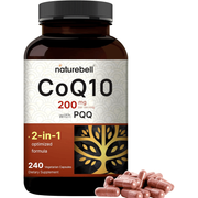 Naturebell Coq10 200mg With PQQ Supports Cardiovascular Health, Boosts Vitality, and Supports Physical Performance and Overall Fitness 240 Veg Caps