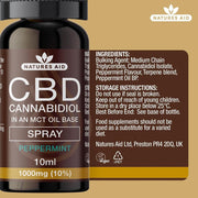 Natures Aid CBD Cannabidiol In An Mct Oil Base Spray For Supporting Daily Balance and Comfort 10ml Peppermint Flavor
