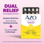 Azo Yeast Plus Dual Relief To Help Relieve Symptoms Associated with Yeast Infections, Including Itching, Burning, Odor, and Occasional Discharge 60 Tablets
