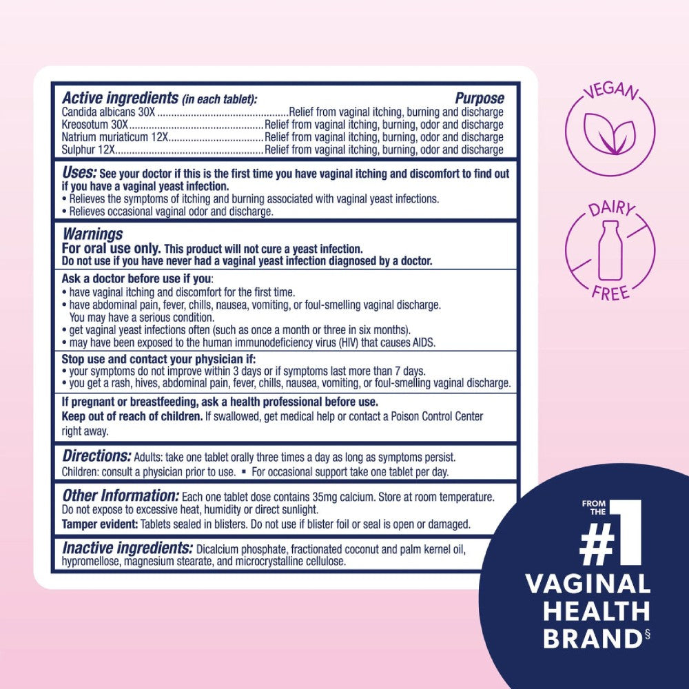 Azo Yeast Plus Dual Relief To Help Relieve Symptoms Associated with Yeast Infections, Including Itching, Burning, Odor, and Occasional Discharge 60 Tablets
