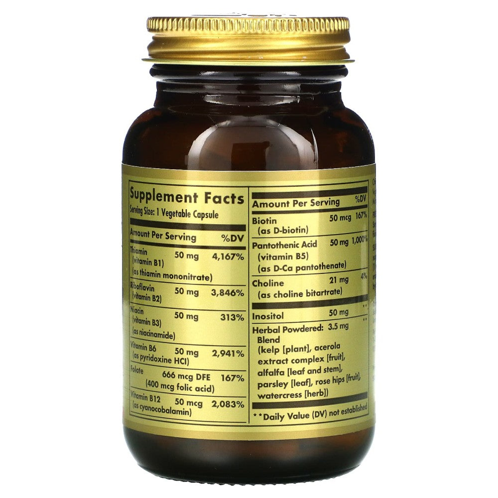 Solgar B Complex 50 To Support Energy Production, Nervous System Health, and Overall Vitality 50 Veg Caps