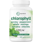 Microingredients Chlorophyll 3000mg To Support Natural Detoxification, Digestive Health, and Overall Vitality. 240 Veg Caps
