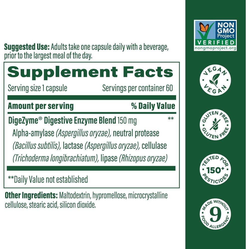 Megafood Digestive Enzymes Support Healthy Digestion and Nutrient Absorption 60 Caps