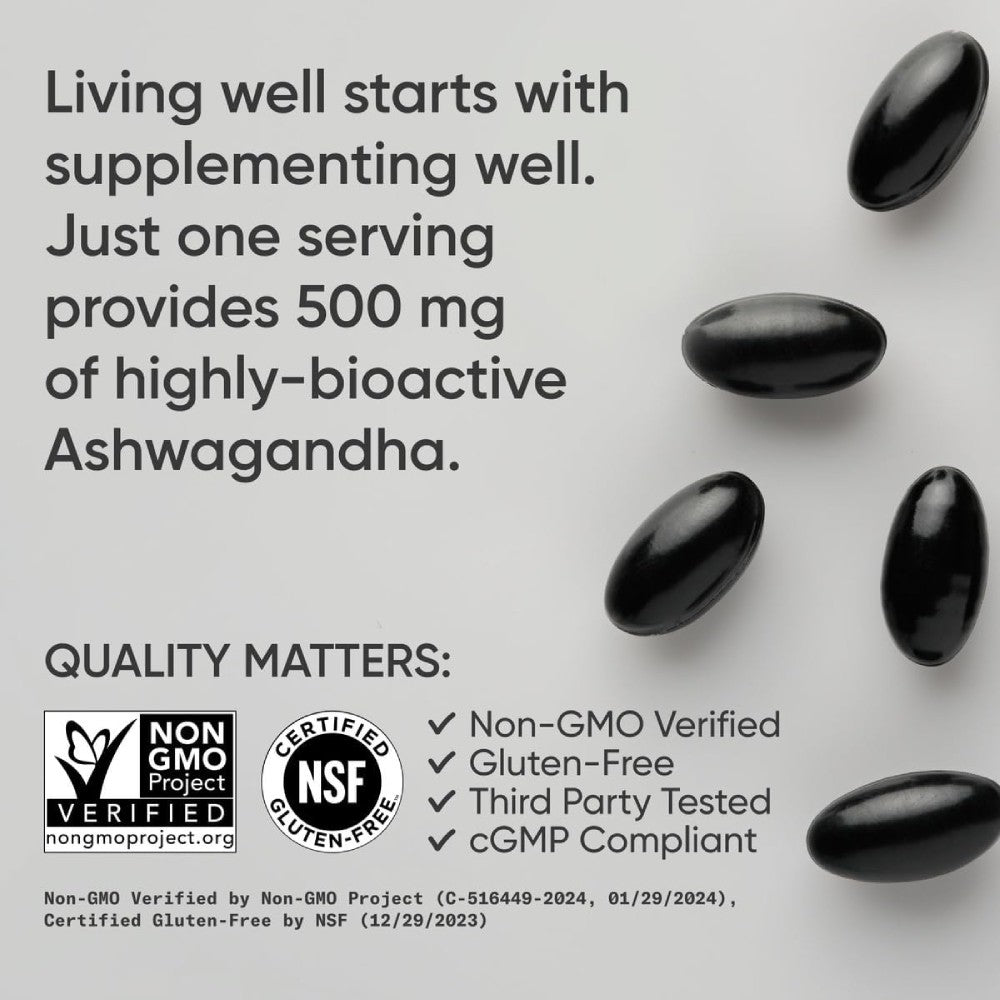 Sports Research Sr Ashwagandha 500mg It Helps Support Hormonal Balance, Improve Mood, and Enhance Daily Energy and Focus 60 Veggie Softgels