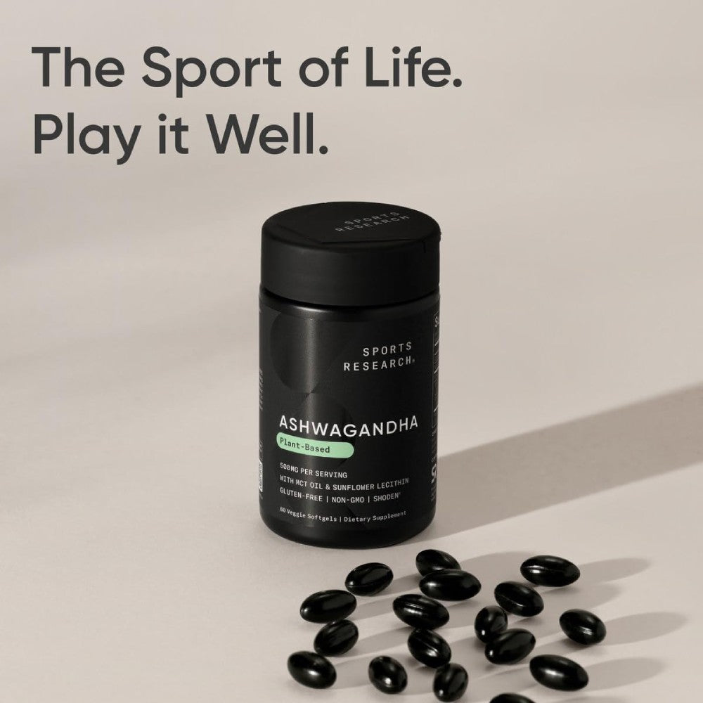 Sports Research Sr Ashwagandha 500mg It Helps Support Hormonal Balance, Improve Mood, and Enhance Daily Energy and Focus 60 Veggie Softgels