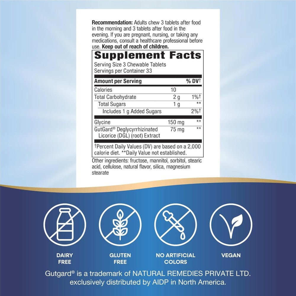Natures Way DGL Deglycyrrhizinated, Licorice Extract 75mg Supports Digestive and Stomach Health, Soothes Mild Stomach Discomfort, and Provides Natural Antioxidant Protection100 Chewable Tablets