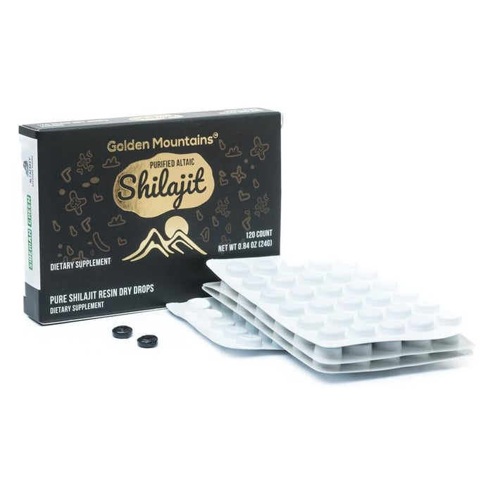 Golden Mountains Purified Altaic Shilajit Helps Enhance Physical and Mental Performance, Boost Endurance, and Improve Daily Activity Levels 60 Count 12g