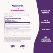 Natrol Melatonin 5mg Supporting Better Sleep Quality and Reducing Occasional Sleeplessness or Sleep Disturbances 200 Tablets Strawberry Flavor