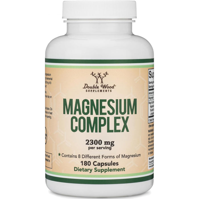 Double Wood Mag-8 Magnesium Complex 2300mg To Support Muscle Function, the Nervous System, and Overall Relaxation. It May Help Improve Sleep Quality, Reduce Fatigue, and Support Daily Energy Levels 180 Caps