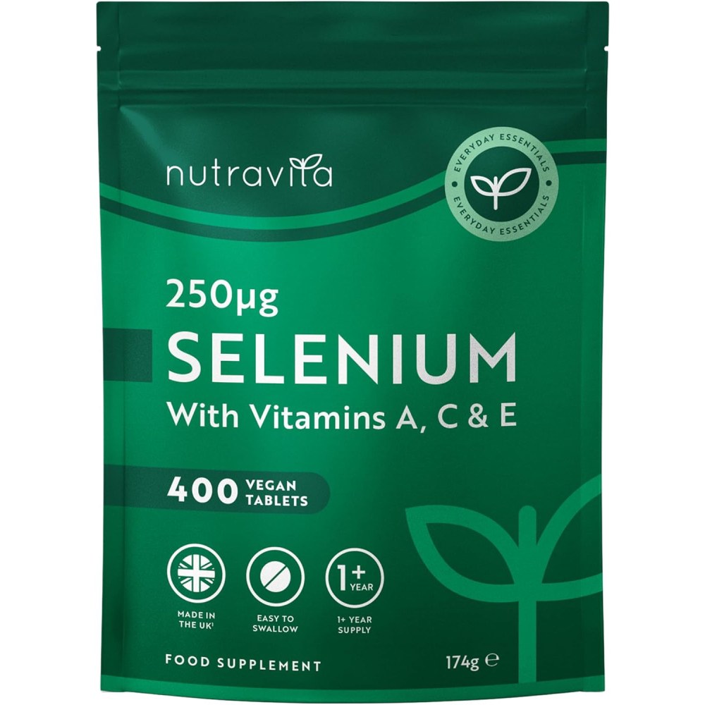 Nutravita Selenium 250mg With Vitamins A & C & E To Support Overall Health and Immune Function 400 Veg Tablets