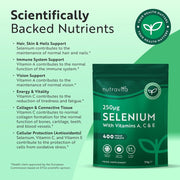 Nutravita Selenium 250mg With Vitamins A & C & E To Support Overall Health and Immune Function 400 Veg Tablets