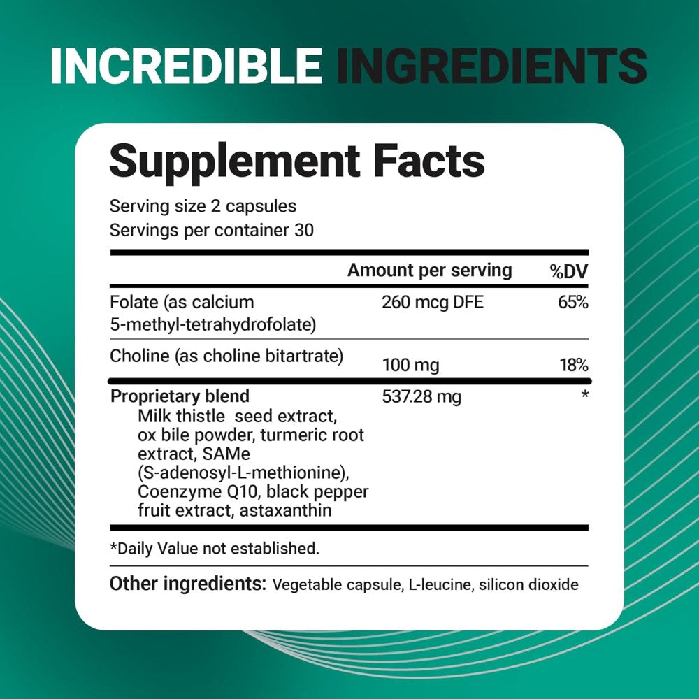 Dr berg Liver Cleanse 260mcg Dfe Folate 100mg Choline To Support Liver Health and Help the Body Eliminate Toxins. It Contains Folic Acid and Choline To Enhance Liver Function, Improve Fat Metabolism, and Boost Daily Energy 60 Caps