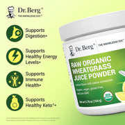 Dr berg Raw Organic Wheatgrass Juice Powder To Support Overall Health and Boost Daily Energy Levels 164g Lemon Flavor With Stevia Sweetener