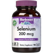 Bluebonnet Selenium 200mcg Supports Immune System Health, Promotes Proper Thyroid Function, and Helps Protect Cells With its Powerful Antioxidant Properties. It Also Contributes To Healthier Hair, Skin, and Heart Support 90 Veg Caps