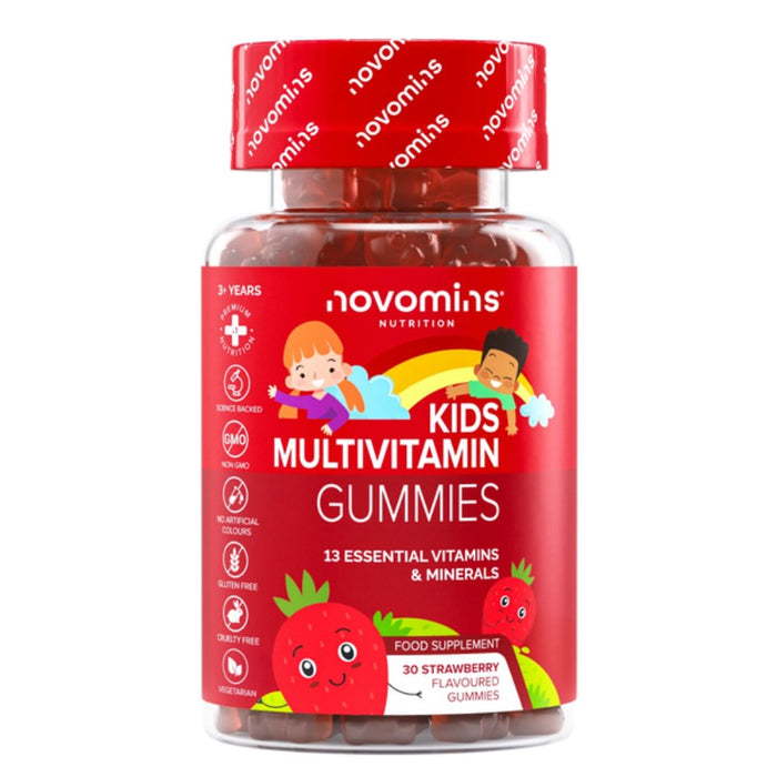 Novomins Kids Multivitamin 30 Gummies To Support Healthy Growth, Strengthen Immunity, and Boost Energy and Activity Throughout The Day Strawberry Flavor