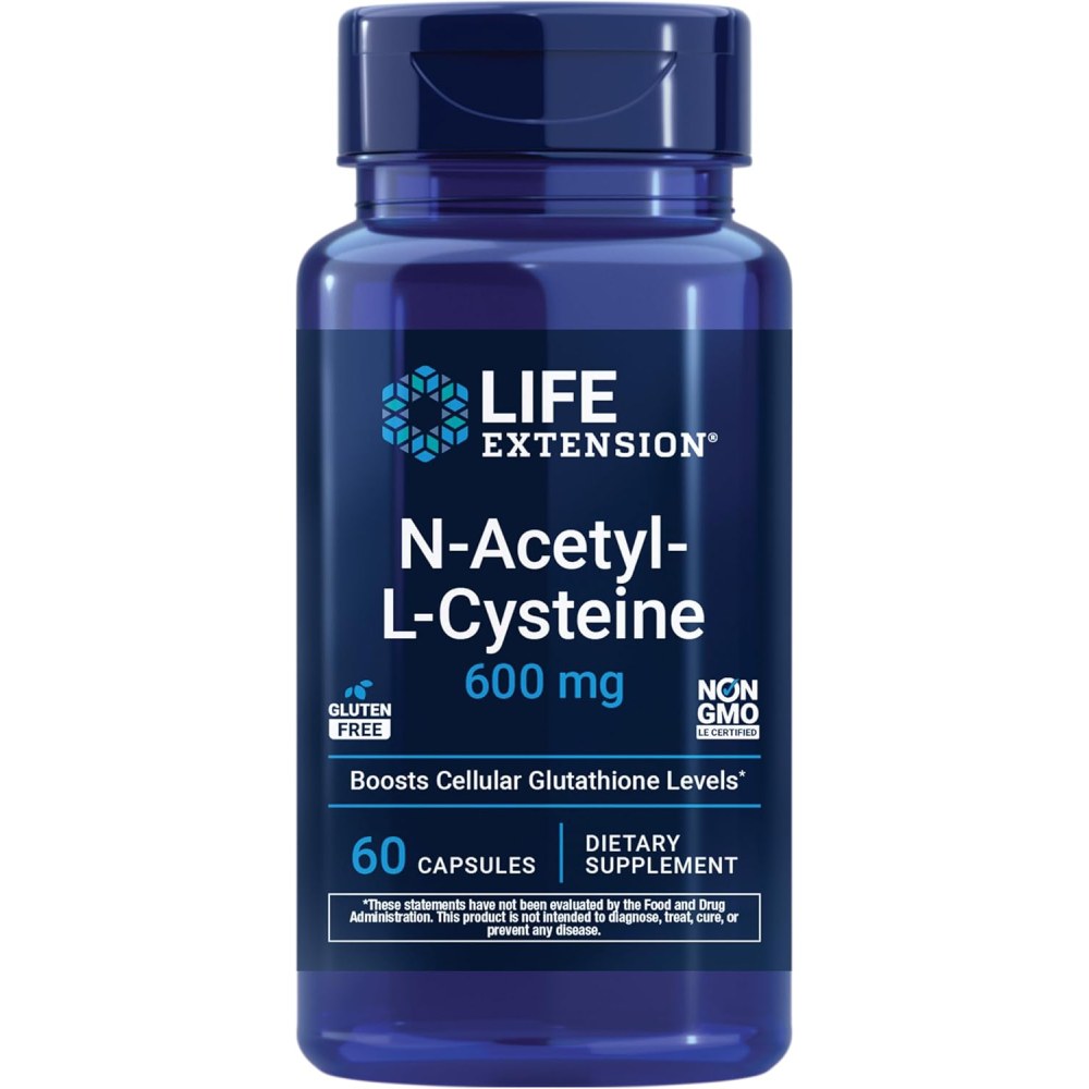 Life Extension N Acetyl L Cysteine 600mg To Support Overall Health and Antioxidant Protection 60 Caps