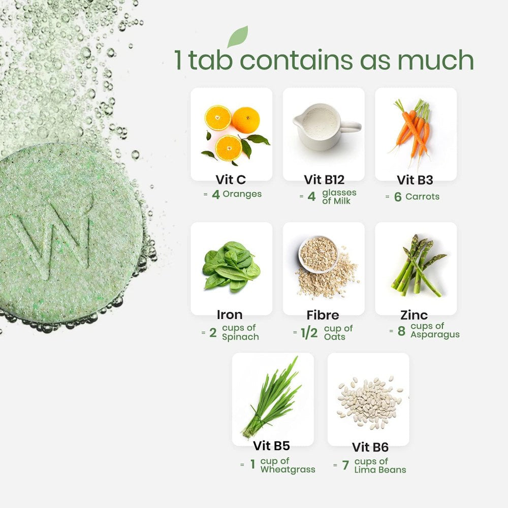 Wellbeing Nutrition Daily Greens Helps in Boosting Energy and Vitality & Supports the Immune System 15 Effervescent Tablets