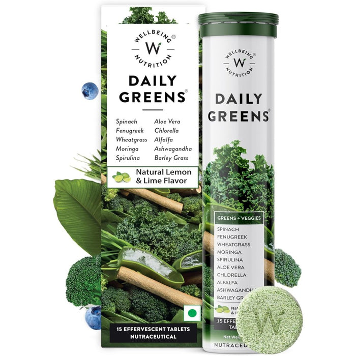 Wellbeing Nutrition Daily Greens Helps in Boosting Energy and Vitality & Supports the Immune System 15 Effervescent Tablets Default Size