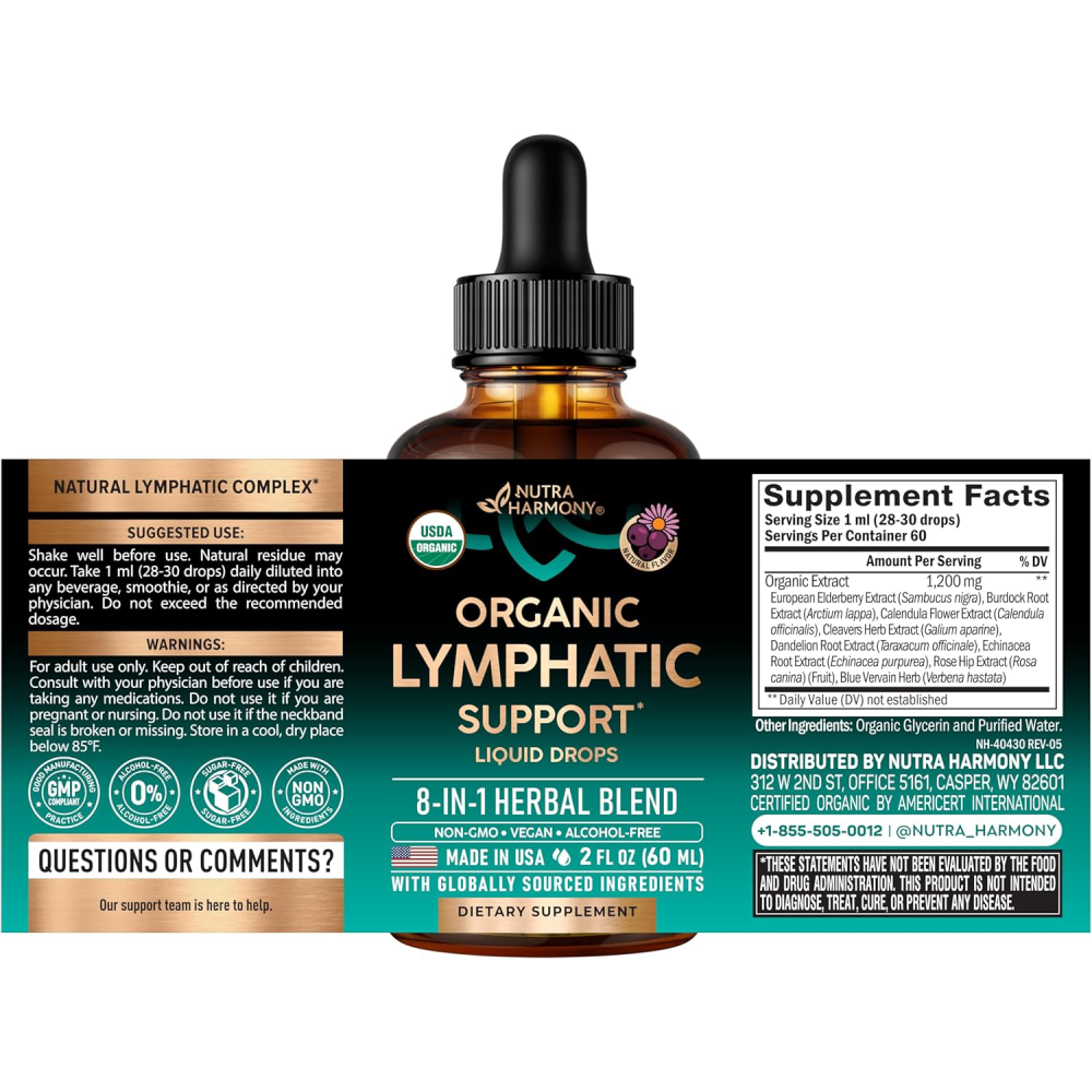 Nutra Harmony Natural Lymphatic Drainage To Support the Body’s Lymphatic System and Promote Healthy Fluid Balance 60ml