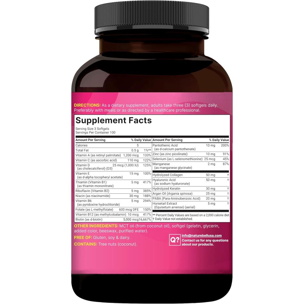 Naturebell Hair Skin & Nails Vitamins FOr Women 300 Softgels
