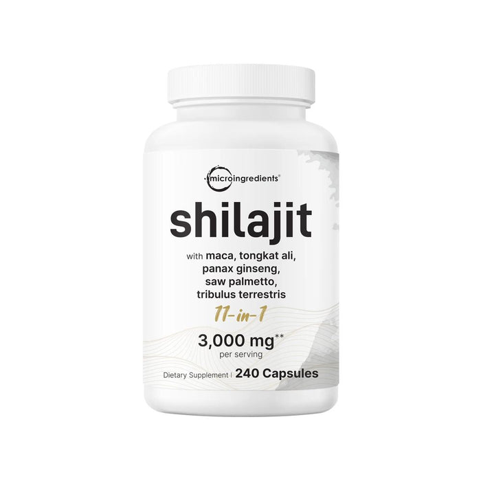 MicroIngredients Shilajit 3000mg It Helps Enhance Physical Performance, Mental Focus, and Immune Health 240 Caps