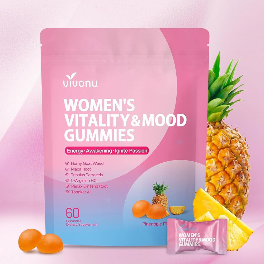Vivonu Womens Vitality & Mood Help Support Energy, Vitality, and Mood Improvement For a More Active and Refreshed Daily Life 60 Gummies Pineapple Flavor