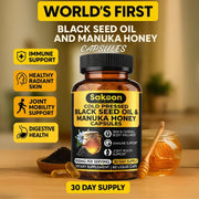 Sakoon Nutrition Black Seed Oil & Manuka Honey 1010mg To Support Overall Wellness, Imunity, and Daily Vitality 60 Liquid Caps