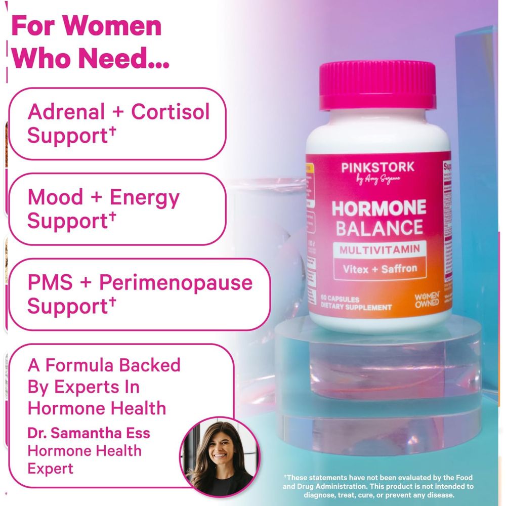 Pink Stork Hormone Balance Multivitamin Vitex + Saffron To Support Women’s Hormonal Balance and Overall Wellness 60 Caps