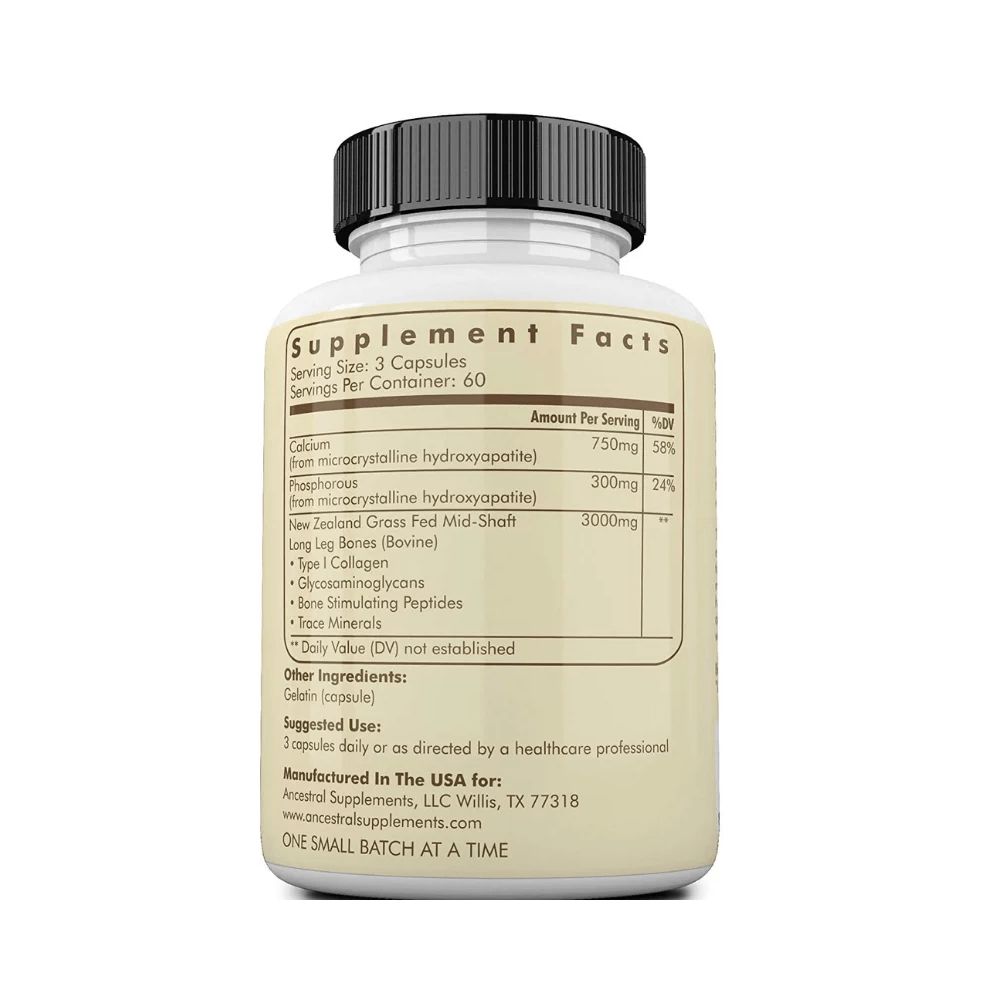 Ancestral Supplement Living Bone 1000mg To Support Bone Strength, Joint Health, and Overall Skeletal Wellness 180 Caps