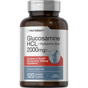 Horbäach Glucosamine HCL with Hyaluronic Acid 2000mg 120 Coated Caplets Non-GMO & Gluten Free Supplement