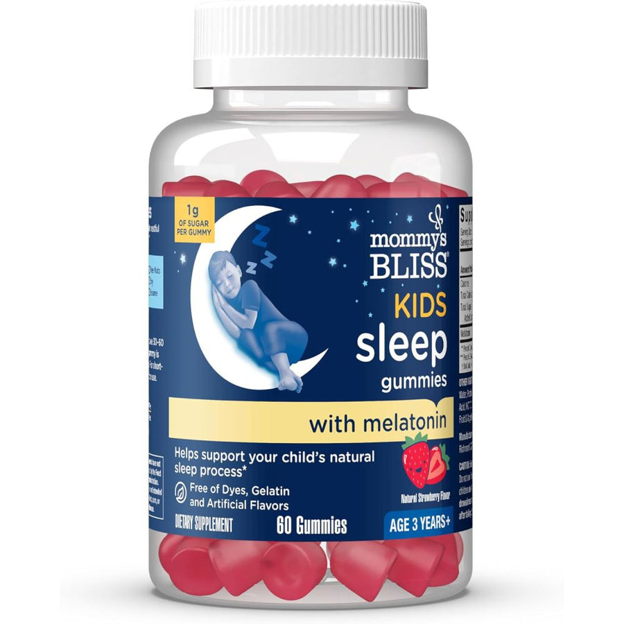 Mommys Bliss Kids Sleep With Melatonin To Help Children Relax and Enjoy a Better Night’s Sleep 60 Gummies Strawberry Flavor