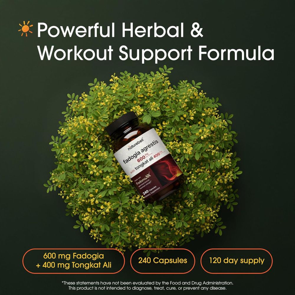 Naturebell Fadogia Agrestis 600mg To Support Men’s Wellness, Strength, and Overall Vitality 240 Caps