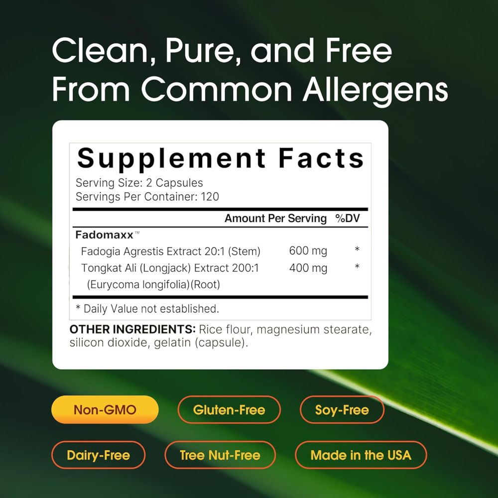 Naturebell Fadogia Agrestis 600mg To Support Men’s Wellness, Strength, and Overall Vitality 240 Caps