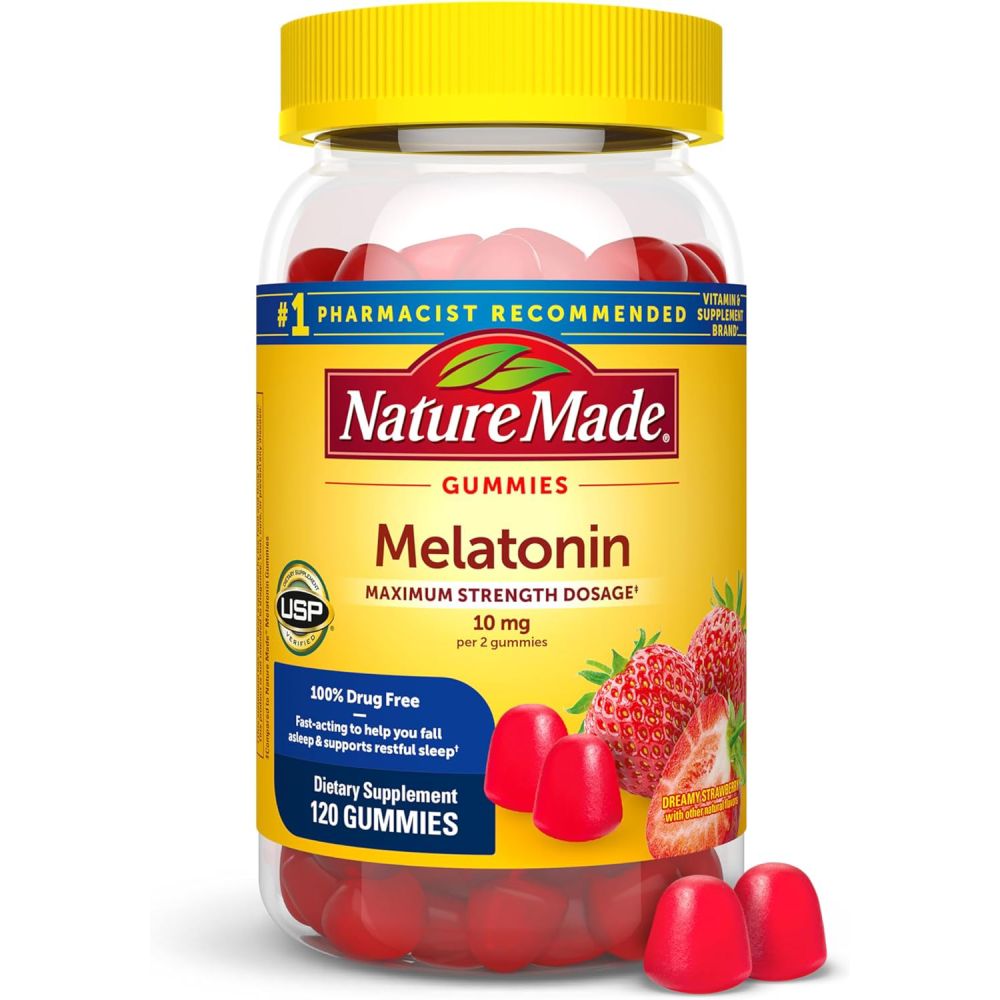 Nature Made Melatonin 3mg Helps Regulate Sleep-Wake Cycles, Promote Deep and Restful Sleep, and Support Nighttime Relaxation 120 Gummies Dreamy Strawberry Flavor
