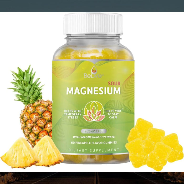 Belive Magnesium Supports Multiple Body Functions Including Muscles,Nrves, and Energy Production 60 Gummies Pineapple Flavor