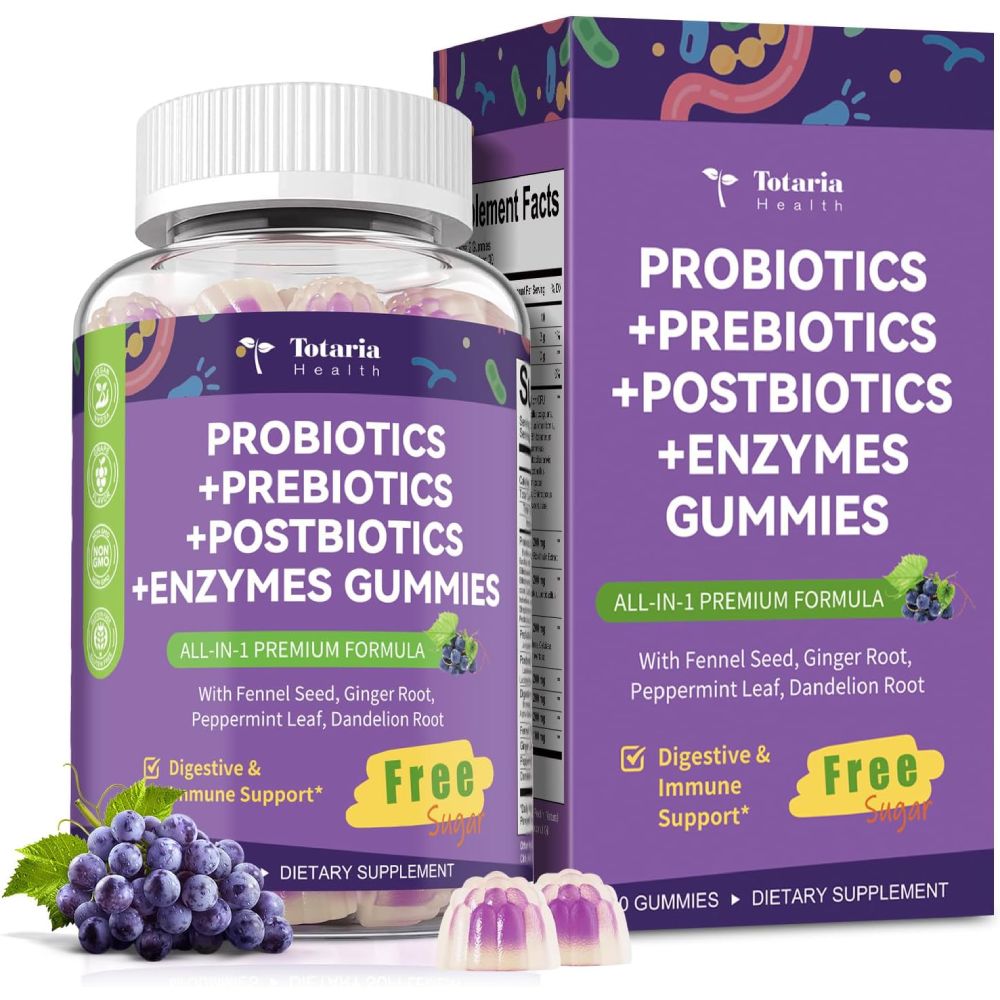 Totaria Probiotic Supports Digestive Health and Boosts the Immune System 60 Gummies Peppermint Leaf Flavor