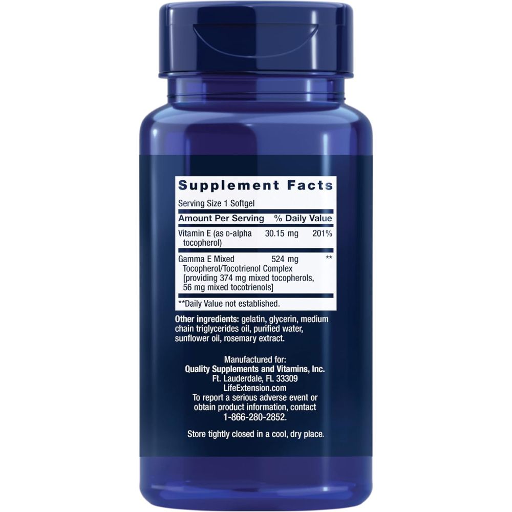 Life Extension Gamma E Mixed Tocopherols & Tocotrienols Supports Heart Health, Boosts Immune Function, and Provides Powerful Antioxidant Protection To Help Defend Cells Against Free Radical Damage 60 Softgels