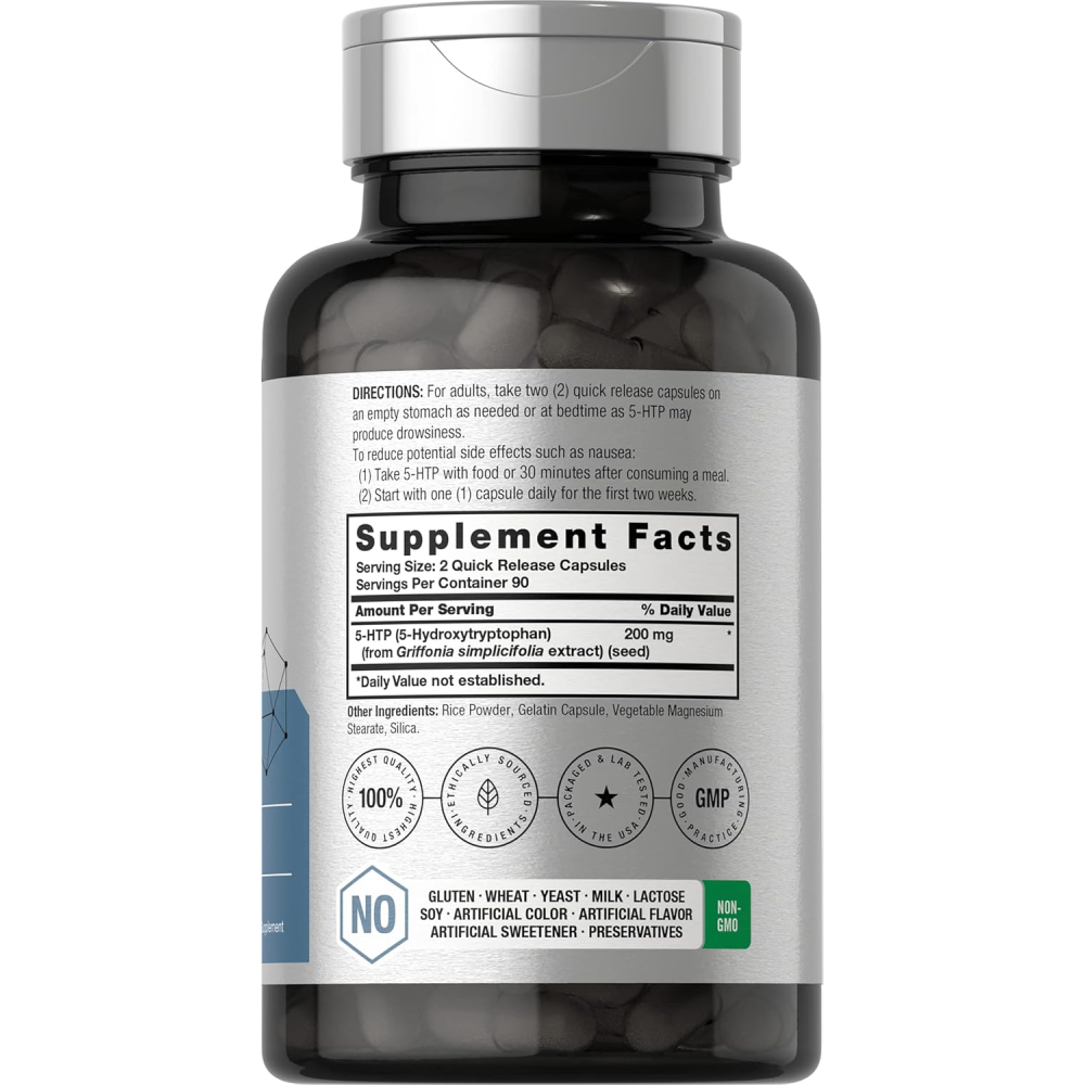 Horbaach 5 Htp 200mg To Promote Relaxation, Positive Mood, and Restful Sleep 180 Caps
