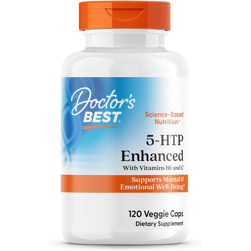 Doctor's Best 5 HTP Enhanced With Vitamin B6 And C To Support Emotional Well-Being, Relaxation, and Overall Wellness 120 Veg Caps