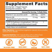 Doctor's Best 5 HTP Enhanced With Vitamin B6 And C To Support Emotional Well-Being, Relaxation, and Overall Wellness 120 Veg Caps