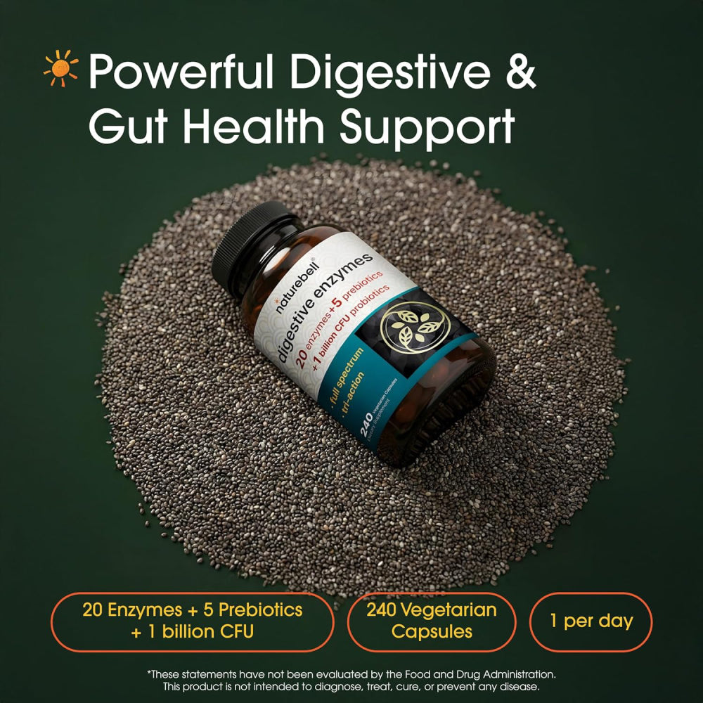 Naturebell Digestive Enzymes To Promote Efficient Digestion and Optimal Nutrient Absorption 240 Veg Caps