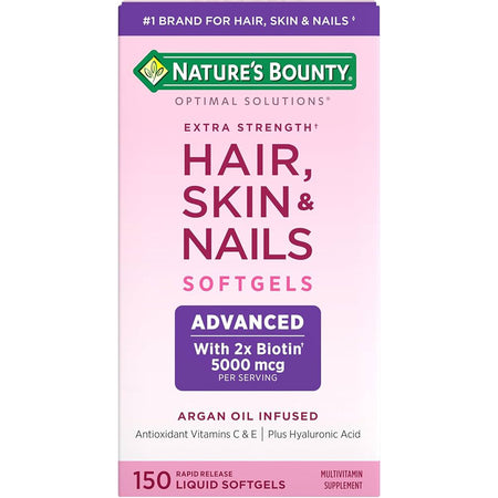 Natures Bounty Hair Skin Nails with Biotin 5000mcg plus hyaluronic acid 150 softgels