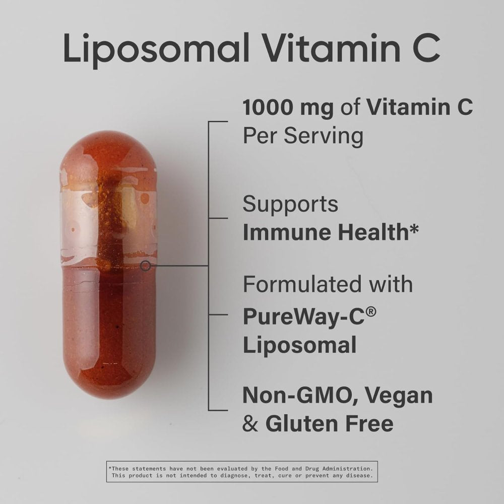 Sports Research Sr Liposomal Vitamin C 1000mg support immune health and provides antioxidant protection against oxidative stress. It also supports collagen production for healthy skin, bones, joints, and blood vessels180 Veg Caps