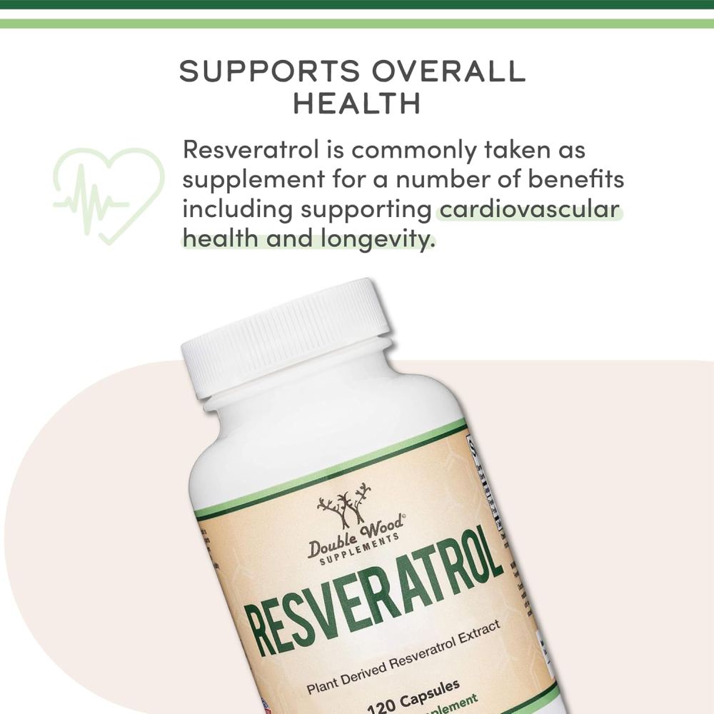 Double Wood Resveratrol 500mg To Provide Powerful Antioxidant Support, Helping Protect Cells From Oxidative Stress While Promoting Heart and Cardiovascular Health 120 Caps